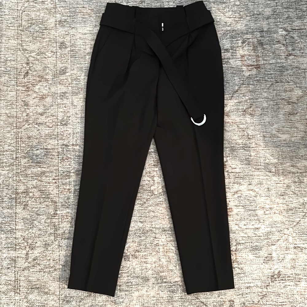 White House Black Market Tapered Belted Black Trouser (Size 4). Lightly worn.